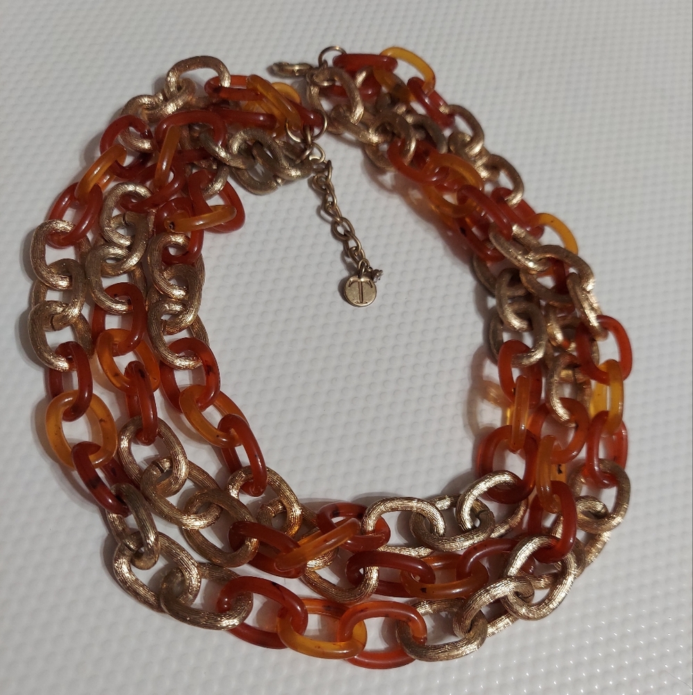 Talbot's Textured Gold Tone/Multi-Chain, Multi-Texture Oval Link Chain Necklace